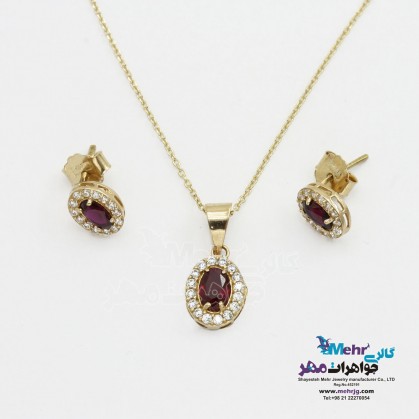Gold half set - necklace and earrings - geometric design-MS0609